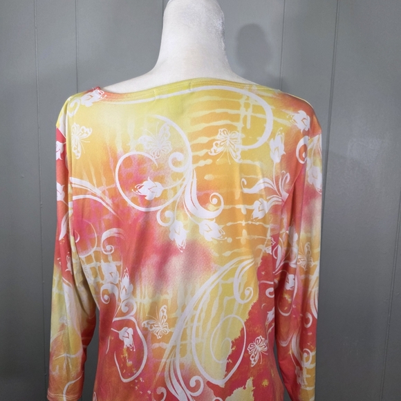 Dressbarn Floral Beaded Scoop Neck Top Size L - Picture 8 of 12